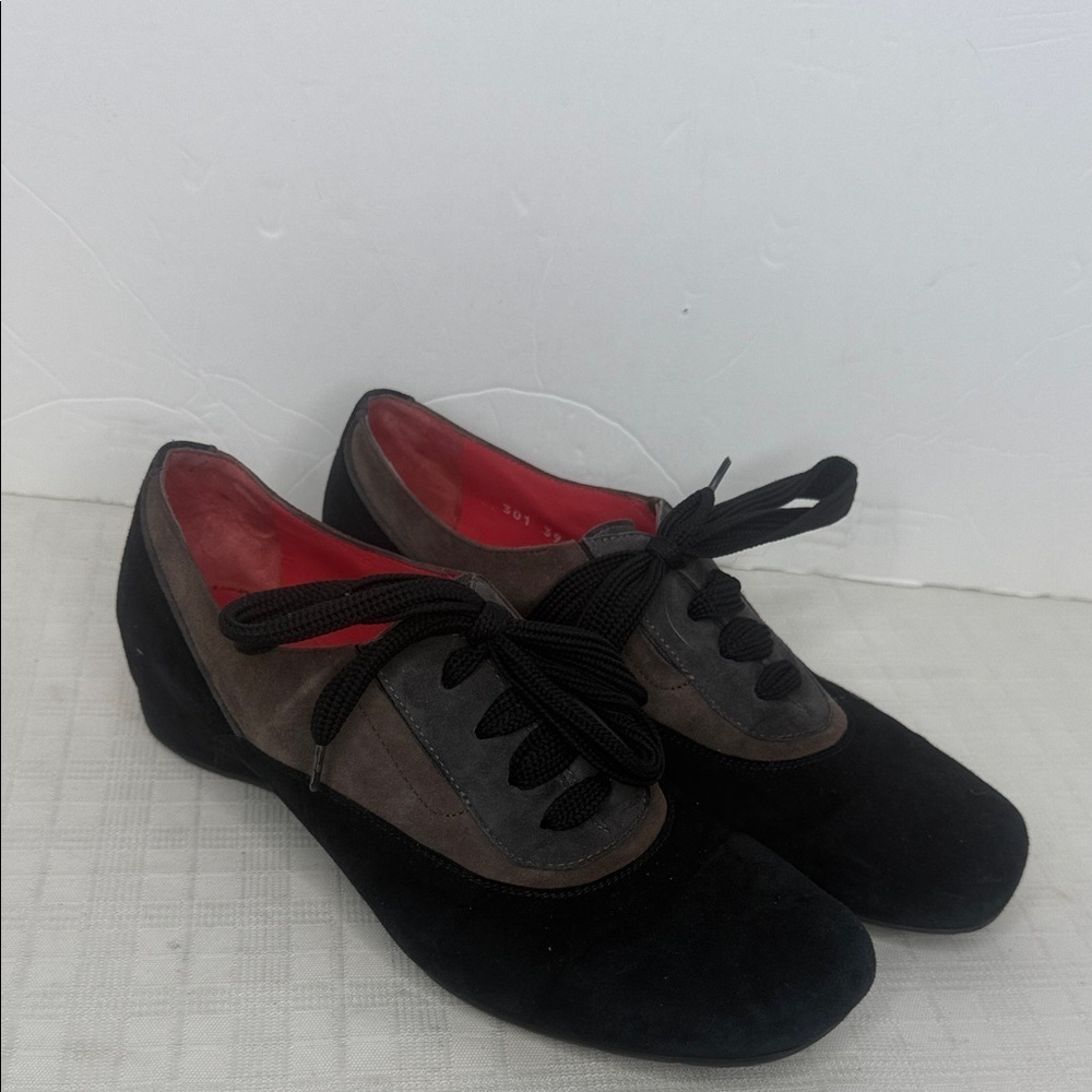 PAS DE ROUGE "Tata" Women’s Tie Suede Wedge Shoes,